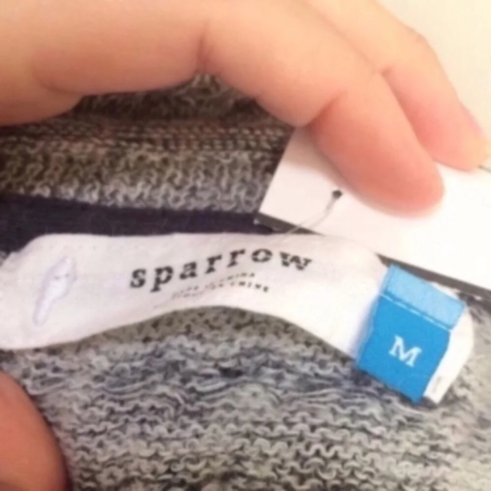 Anthropologie Sparrow Gray Striped Short Cropped Sweater‎ Women’s Sz Medium